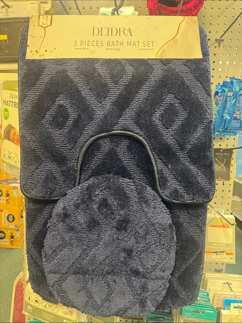 3-Piece Bath Mat Set - Charcoal
